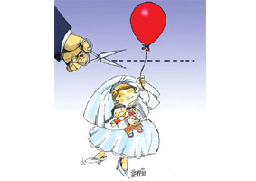 ازدواج ۴۳ هزار دختربچه در ایران+كاريكاتور